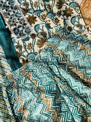 OPAL GREEN WITH BROWN FLORAL COTTON 3 PIECE SET (SU 628)