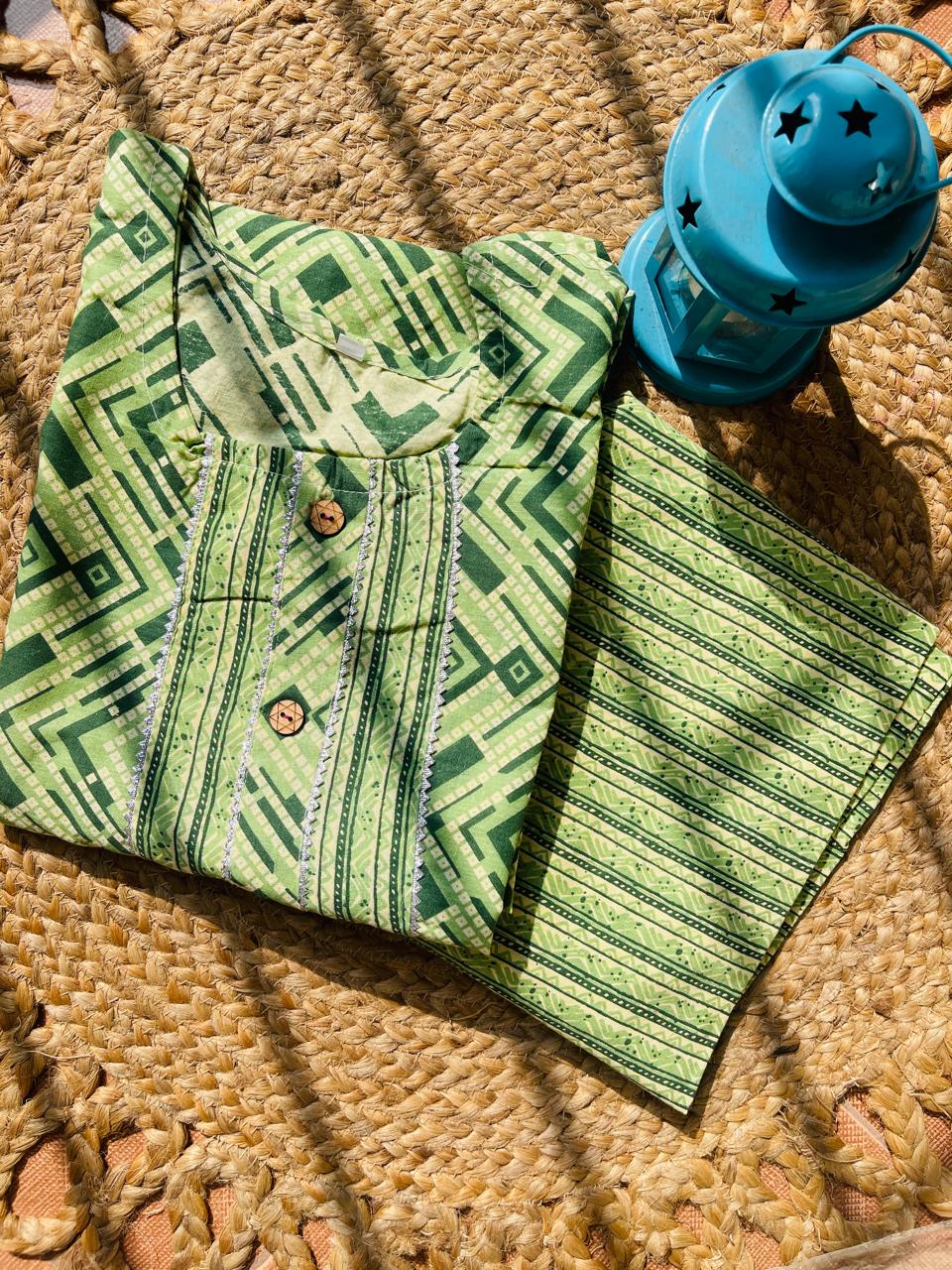 GREEN MOSAIC KURTHI SET (SU 612)