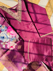 DARK PURPLE  SALWAR SET WITH SEQUENCE WORK (SU 622)
