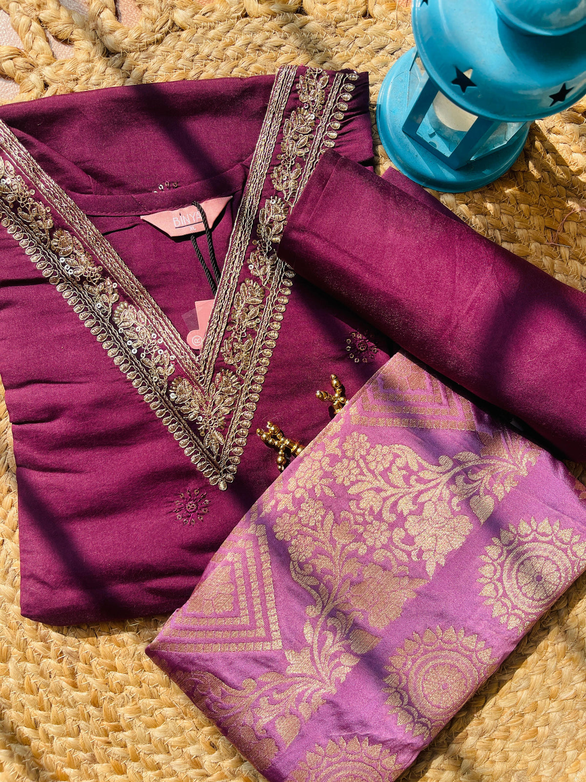 DARK PURPLE  SALWAR SET WITH SEQUENCE WORK (SU 622)