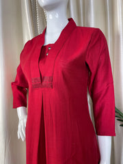 RED V COLLAR NECK ALINE TOP (SU 625)