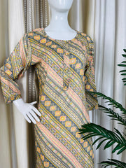 GREY & PINK WITH BUTTON ,BEADS KURTHI (SU 634)