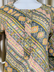 GREY & PINK WITH BUTTON ,BEADS KURTHI (SU 634)