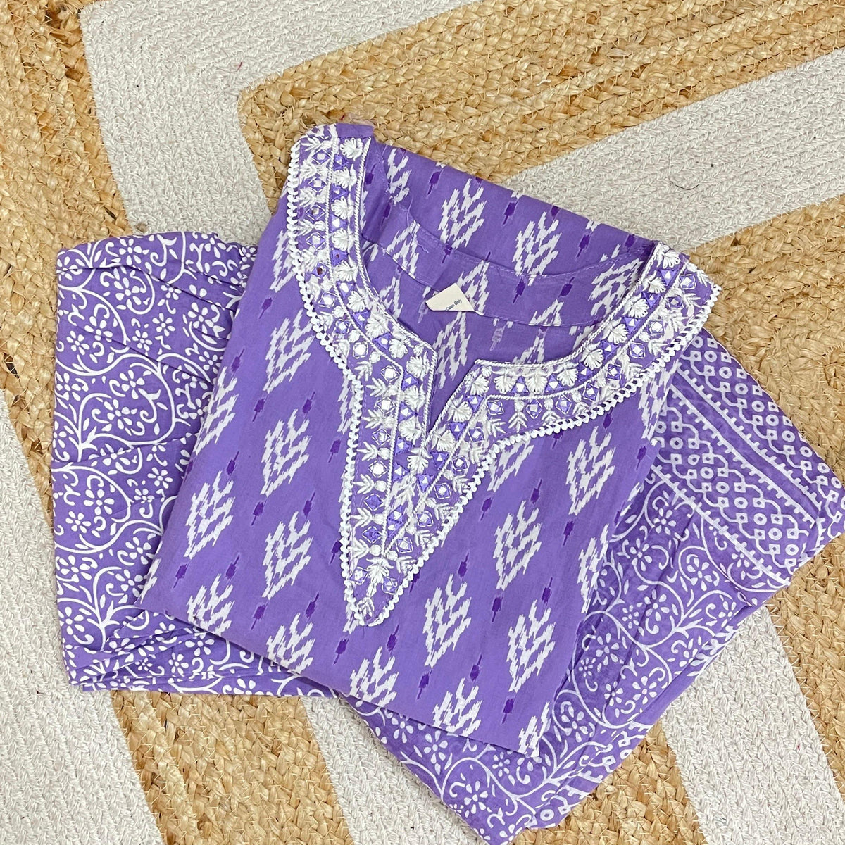 LAVENDER MIRROR WORKED 3 PIECE SET (SU 286)