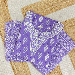 LAVENDER MIRROR WORKED 3 PIECE SET (SU 286)