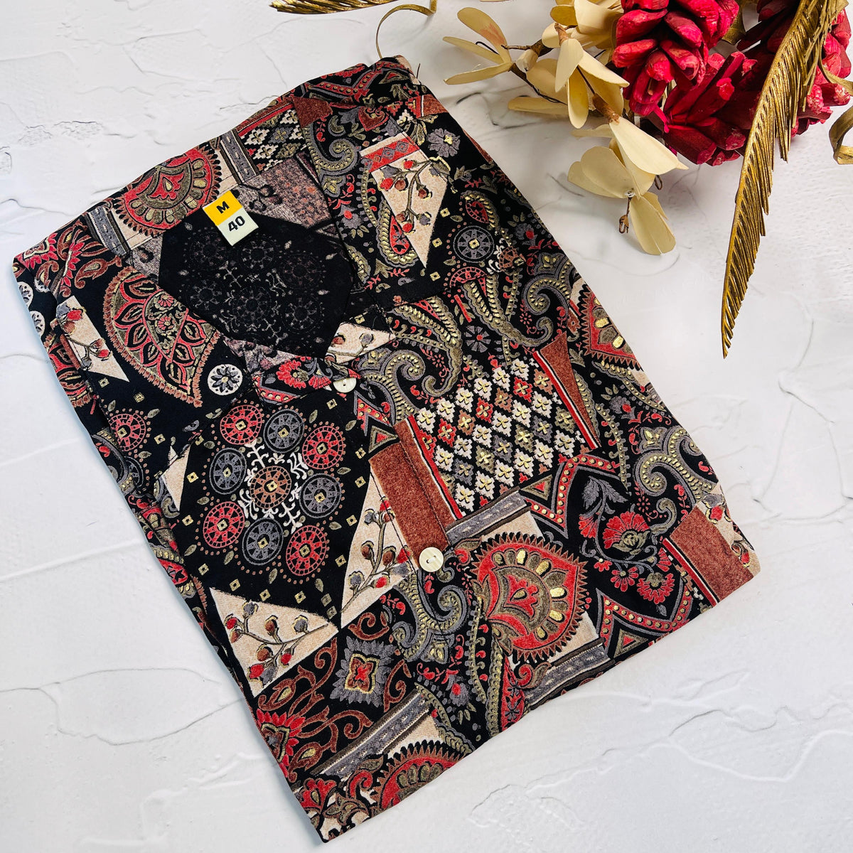 BLACK ETHNIC MOTIFS PRINTED DRESS (SU 422)