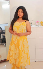 MUSTARD YELLOW NOODLE STRAP CO ORD SET (SU 334)