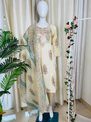 CREAM FLORAL PINK & BLUE PRINT 3 PIECE SET (SU 388)