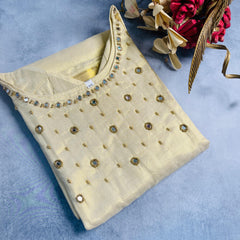 TISSUE ROUND NECK MIRROR WORK KURTHI (SU 49)