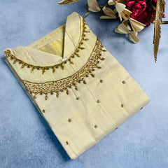 STUNNING HAND WORK NECK TISSUE KURTHI - SU 46