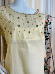 TISSUE ROUND NECK MIRROR WORK KURTHI (SU 49)
