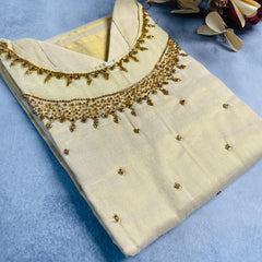 STUNNING HAND WORK NECK TISSUE KURTHI - SU 46