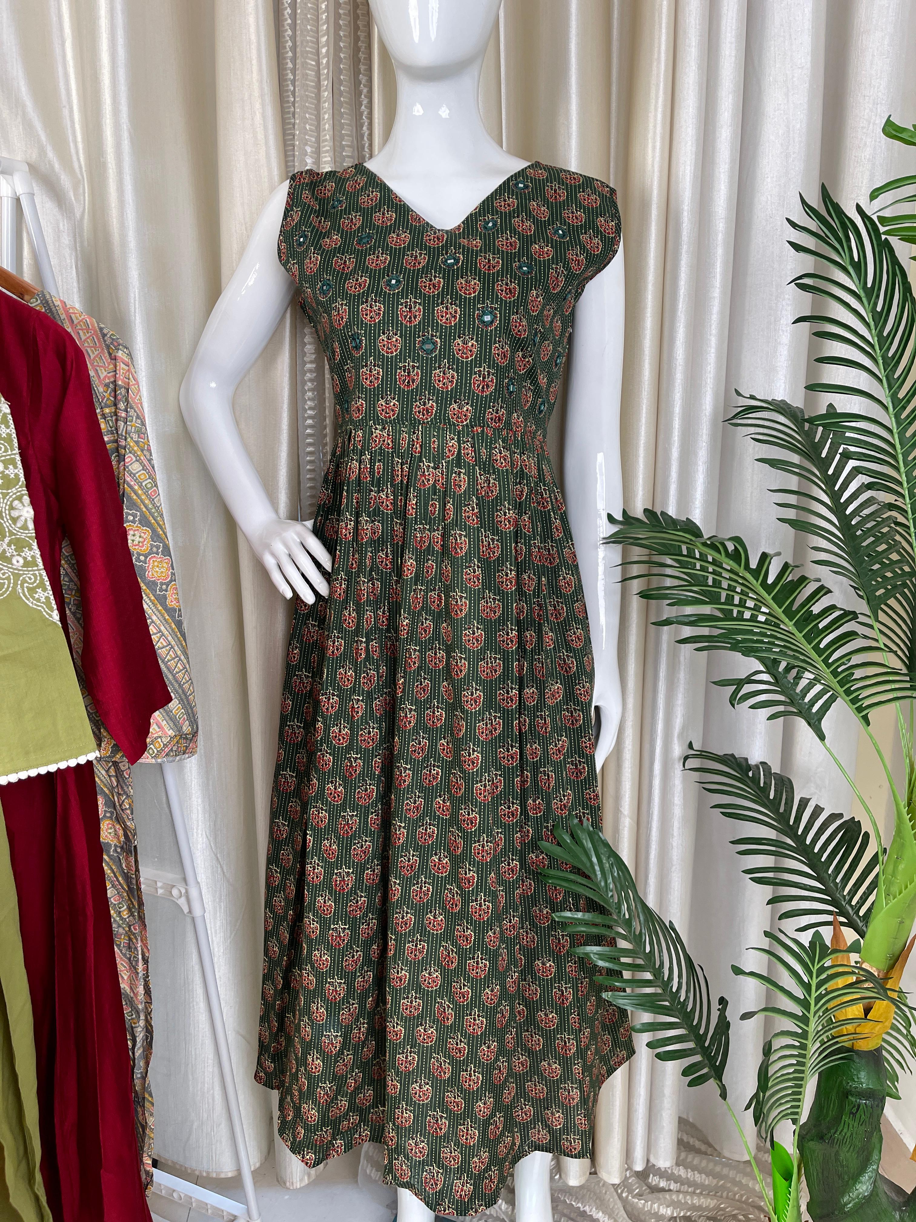DARK GREEN MIRROR WORK DRESS (SU 392) SimplyUnni DARK GREEN MIRROR WORK DRESS (SU 392) SimplyUnni