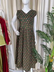 DARK GREEN MIRROR WORK DRESS (SU 392)