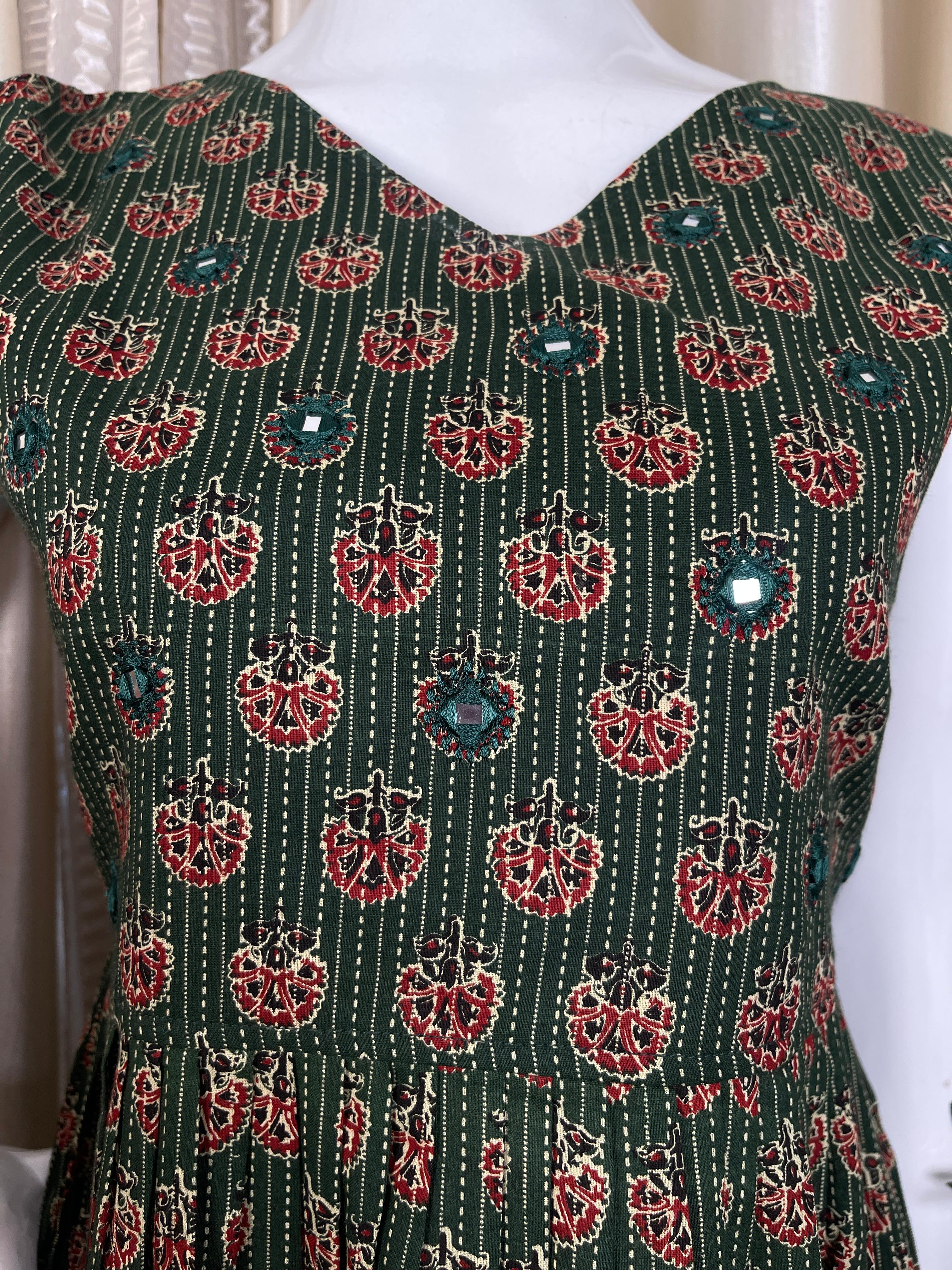kraft green goddess dressing near me DARK GREEN MIRROR WORK DRESS (SU 392) – SimplyUnni