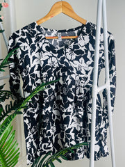 BLACK SHORT KURTHI WITH WHITE DESIGN (SU 380)