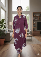 BERRY FLORAL BUTTON DOWN CO ORD SET (SU 666)