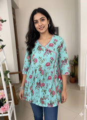 TURQUIOSE ROSSETTE SHORT KURTHI (SU 673)