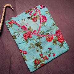 TURQUIOSE ROSSETTE SHORT KURTHI (SU 673)