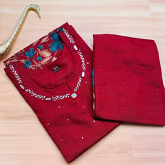 MAROON FLORAL GRACE KURTHI SET (SU 670)