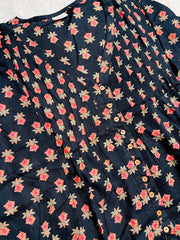 BLACK WITH MAJENTA FLORAL SHORT KURTHI (SU 684)