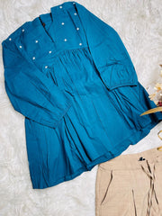 TEAL BLOSSOM FLARED SHORT KURTHI (SU 685)