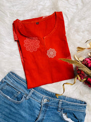 SINDOORI FLORAL SHORT KURTHI (SU 686)