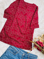 MAROON BLOSSOM SHORT KURTHI (SU 681)