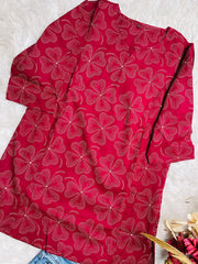 MAROON BLOSSOM SHORT KURTHI (SU 681)