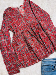 AJRAKH PRINT MAROON SHORT KURTHI (SU 682)