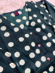 DARK GREEN POLKA SHORT KURTHI (SU 690)