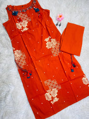 ORANGE WITH DOT PRINT CHARM CO ORD SET (SU 699)
