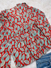 LEAFY ORANGISH SHORT KURTHI (SU 692)