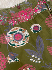 OLIVE GREEN WITH ROSE CHARM CO ORD SET (SU 701)