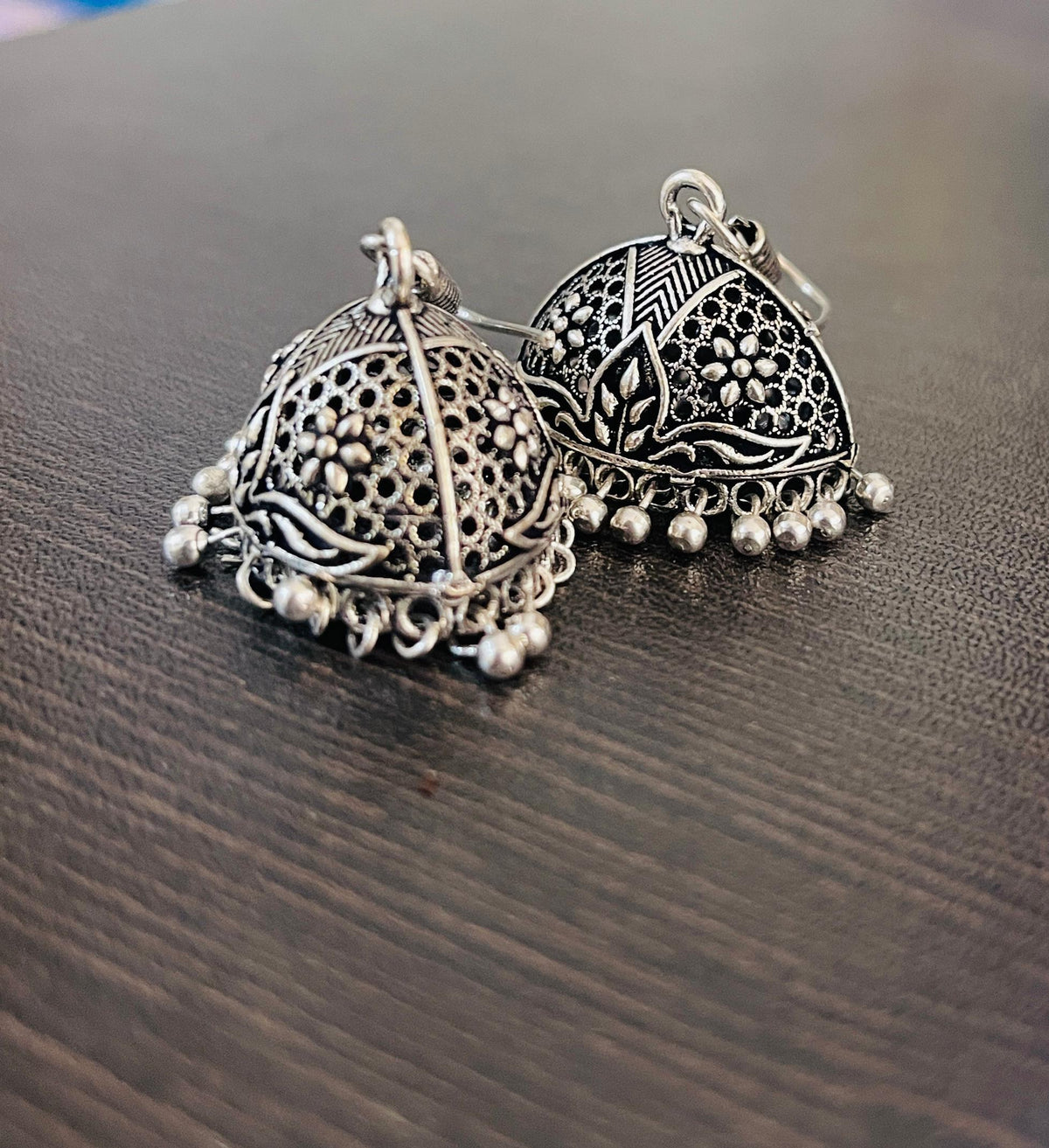 OXIDISED TEMPLE TALE JHUMKA EARRINGS (SJ 107)