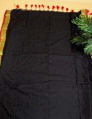 BLACK WITH GOLD & RED BORDER MUL COTTON SAREE ( SU 744)