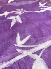 LAVENDER WITH WHITE FLORAL LINEN SAREE (SU 736)