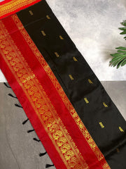 BLACK WITH RED KALYANI COTTON SAREE (SU 731)