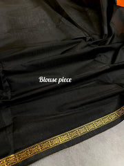 ORANGE WITH BLACK MAHESWARI COTTON SAREE (SU 727)
