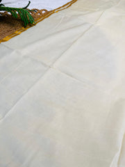 MRIDULA🌼✨PLAIN OFF WHITE WITH GLODEN BORDER MUL COTTON SAREE (SU 808)
