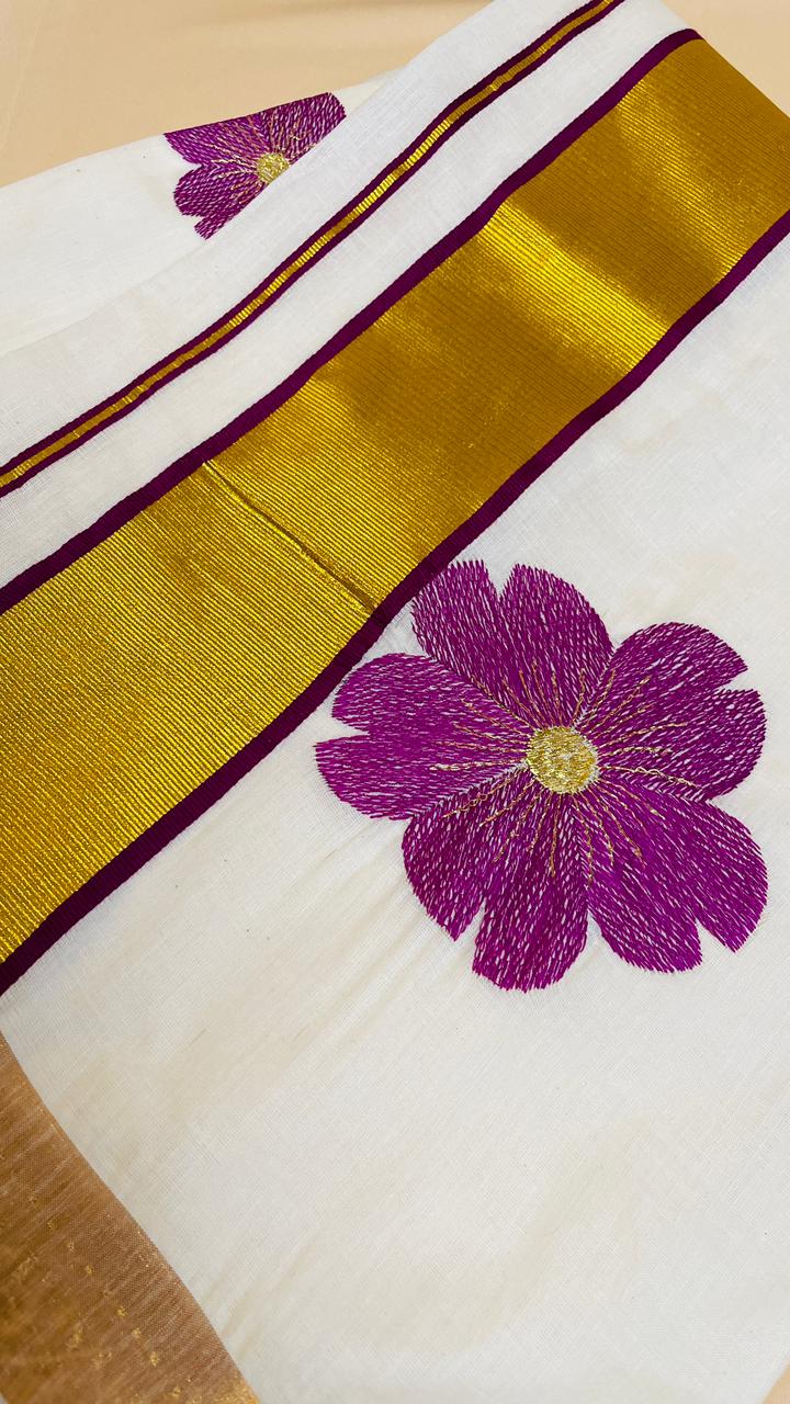 ഇന്തുപുഷ്പം Purple Flower Set Saree 💜