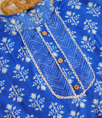 BLUE WITH WHITE PRINT DAILY WEAR KURTHA SET  (SU 234)