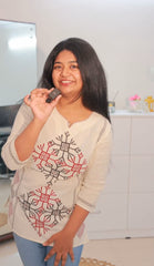 OFF WHITE KHADI COTTON SHORT KURTHI (SU 357)