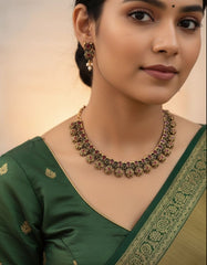 Antique Floral Ruby Necklace Set (SJ 33)