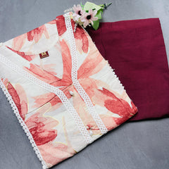 BLUSH LEAF PRINTED KURTHA SET (SU 665)