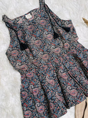 BLACK KALAMKARI SHORT TOP WITH TIE (SU 675)