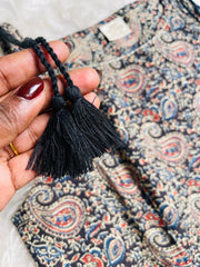 BLACK KALAMKARI SHORT TOP WITH TIE (SU 675)