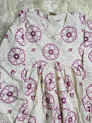 WHITE WITH VOILET FLORAL SHORT TOP (SU 678)