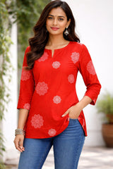 SINDOORI FLORAL SHORT KURTHI (SU 686)