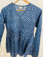 BLUE WITH WHITE POLKA PRINT SHORT KURTHI (SU 695)